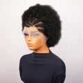 13x4 Short Afro Kinky Curly Bob Lace Front Braided Wigs for Black Women Curly Afro Puff Lace Frontal Wig Human Hair Brazilian - MERGE.DAY.1.FREESTYLE