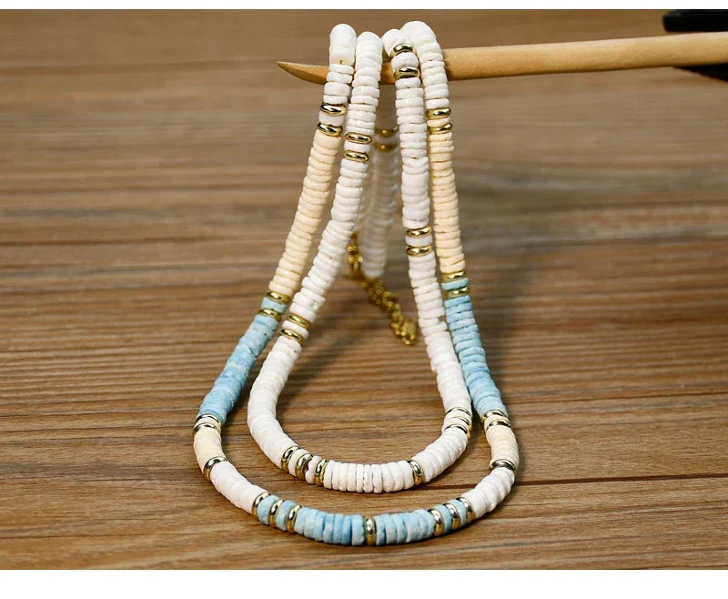 Shell Handmade Beaded Choker Surfer Necklaces - MERGE.DAY.1.FREESTYLE