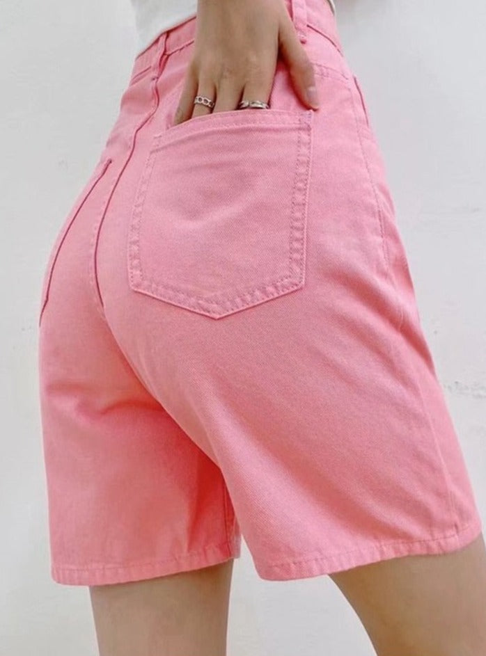 Jeans Shorts Summer High Waist Pockets Female Wide Leg Denim Shorts - MERGE.DAY.1.FREESTYLE
