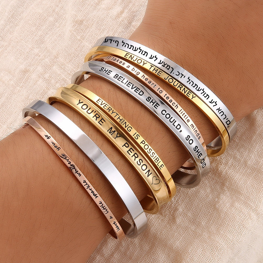 Custom Necklace Bar Engraved Name Text Bangle Cuff Jewelry - MERGE.DAY.1.FREESTYLE