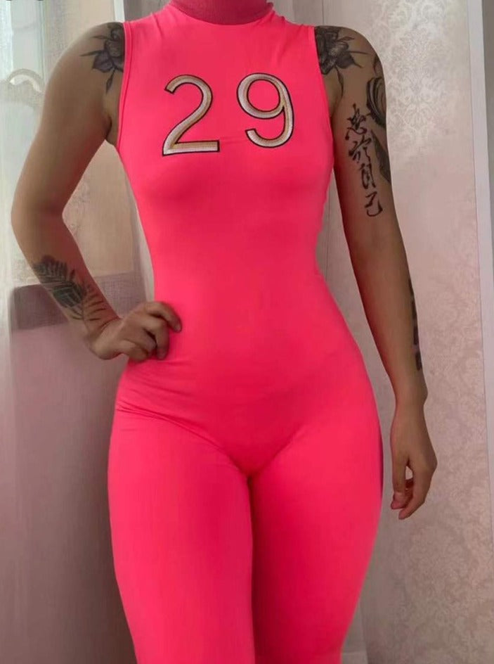 Women Tracksuit Slim Elastic High Print Figure Zipper Jumpsuit Y2K Sports - MERGE.DAY.1.FREESTYLE