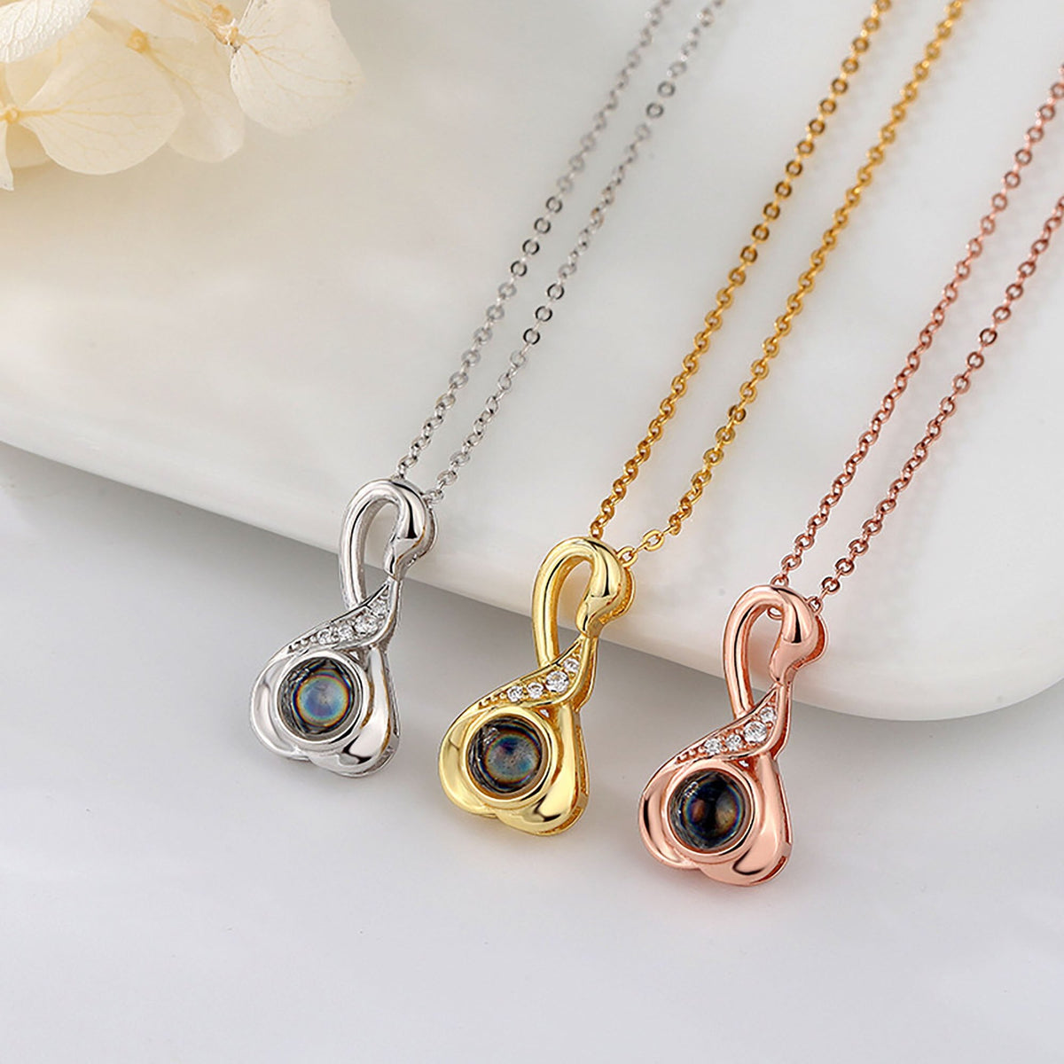 Love Swan with Customized Photos Projection Necklace Pendant Jewelry - MERGE.DAY.1.FREESTYLE