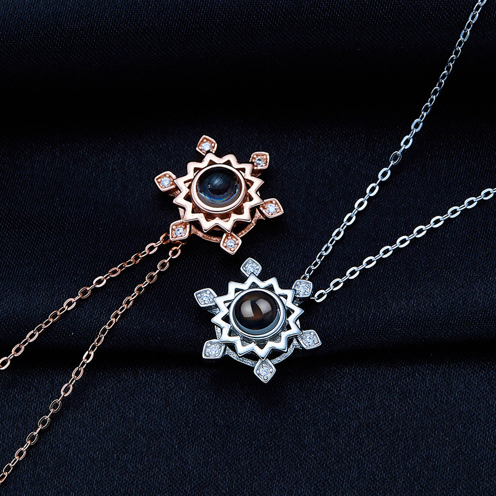 Pendant Custom Photo Flower Necklace 925 Silver Romantic Gift For Girlfriend - MERGE.DAY.1.FREESTYLE