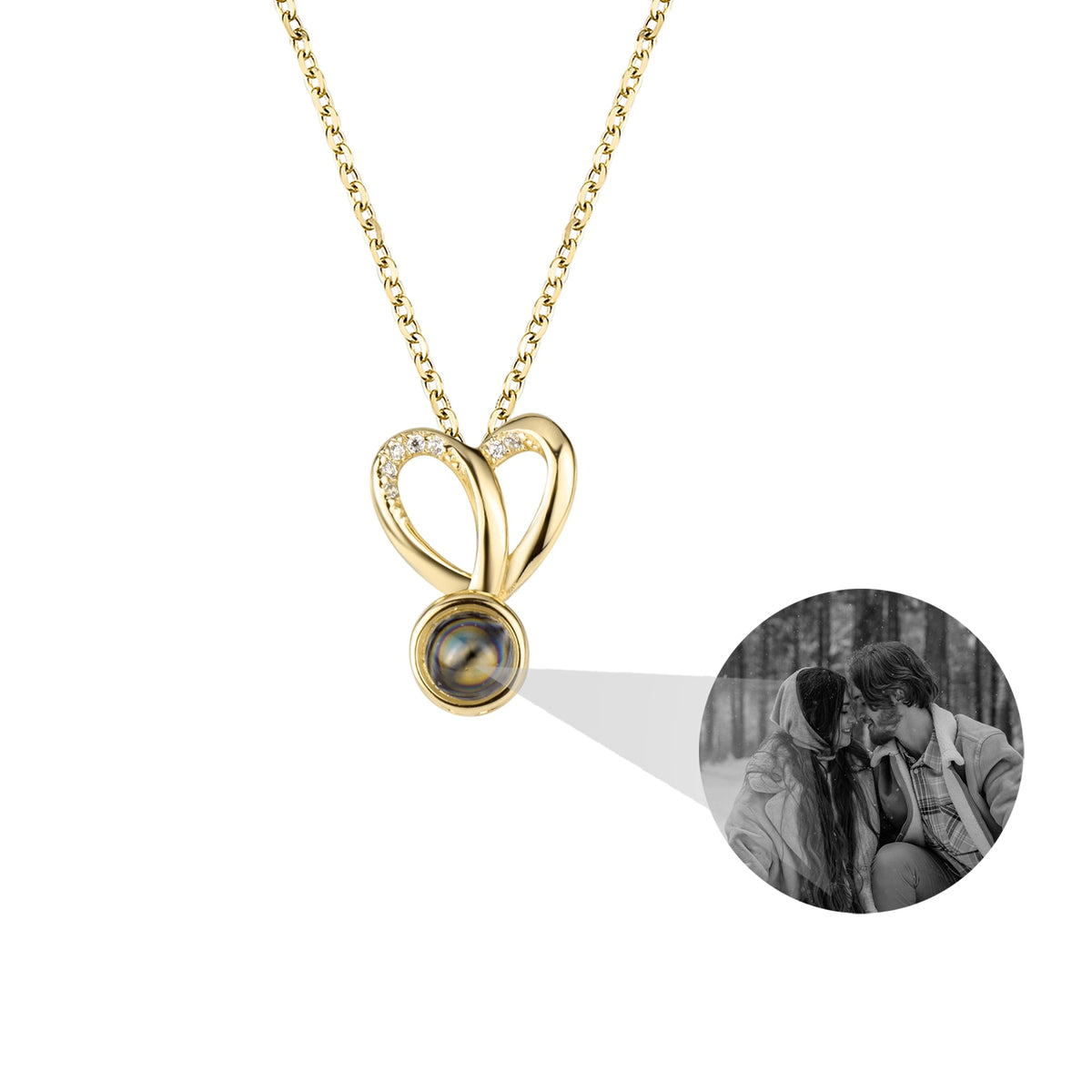 Personalized Photo Projection Necklace Sweet Crystal Rabbit Ears Pendant Necklaces - MERGE.DAY.1.FREESTYLE