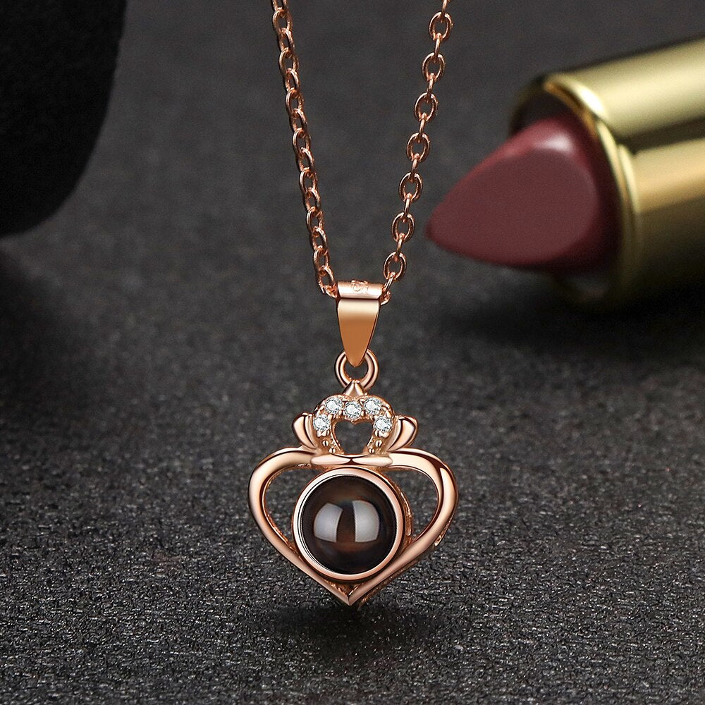 Customized Projection Necklace Heart Photo Projection Necklace for Women Girl Friend Ladies Gifts - MERGE.DAY.1.FREESTYLE