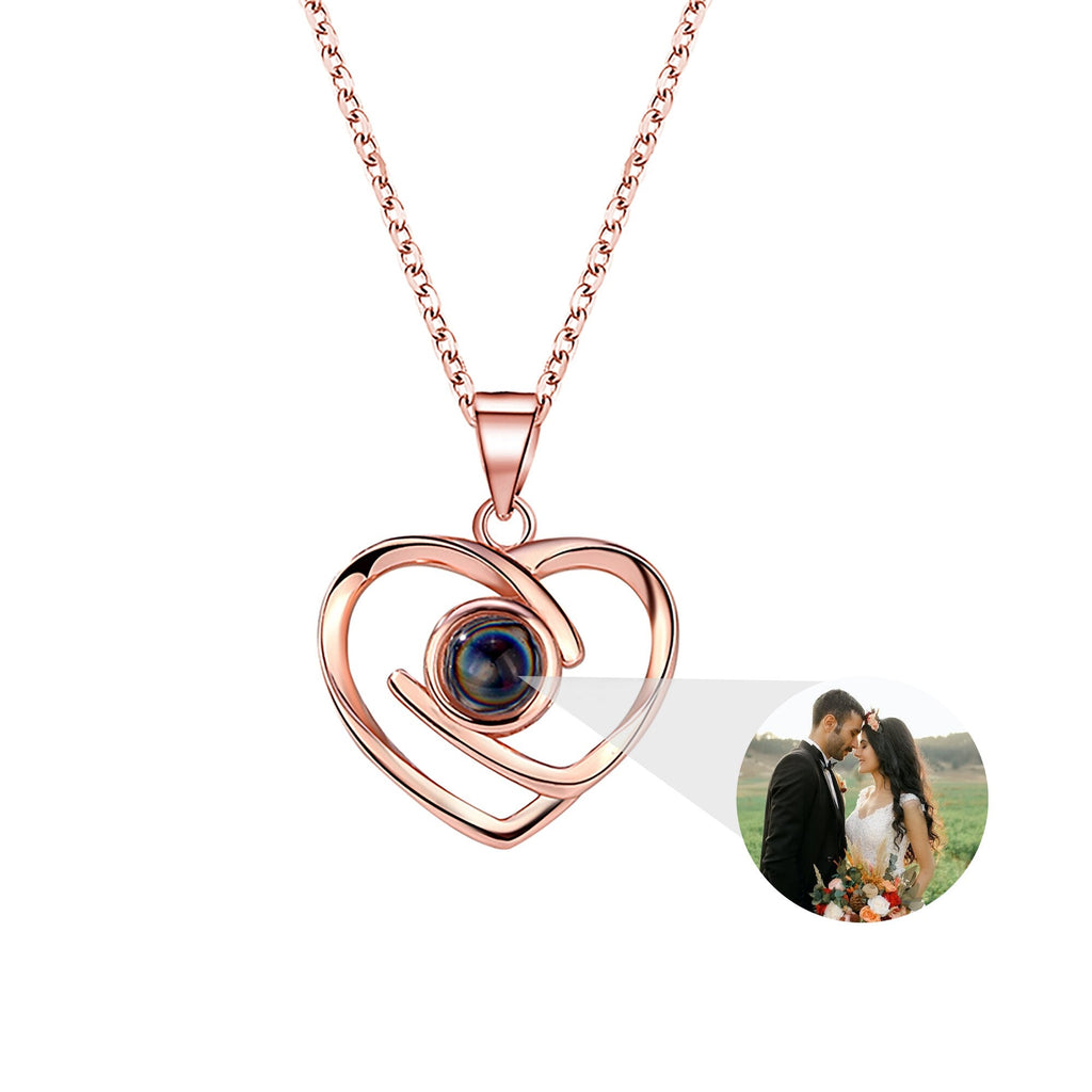 Customizable Photo Ladies Personality Heart Necklace With Silver Material Valentine's Day Christmas Gift With Romantic Gift - MERGE.DAY.1.FREESTYLE