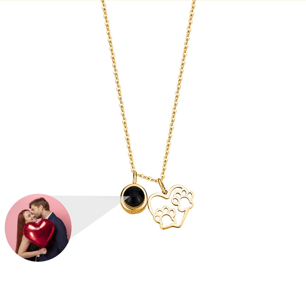 Photo Customizable Love Dog Paw Projection Necklace Pendant Jewelry - MERGE.DAY.1.FREESTYLE