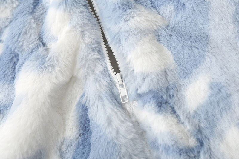 Parkas Winter Jacket Streetwear Tie Dye Fuzzy Fluffy Thicken Warm Padded Coats - MERGE.DAY.1.FREESTYLE
