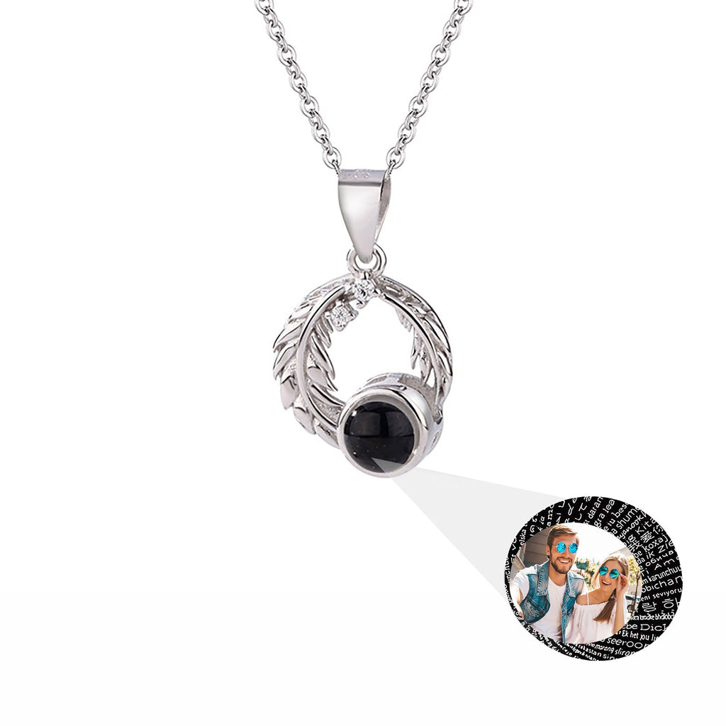 Feathers for customized photos Projection Necklace Pendant Jewelry For Lover Girlfriend - MERGE.DAY.1.FREESTYLE