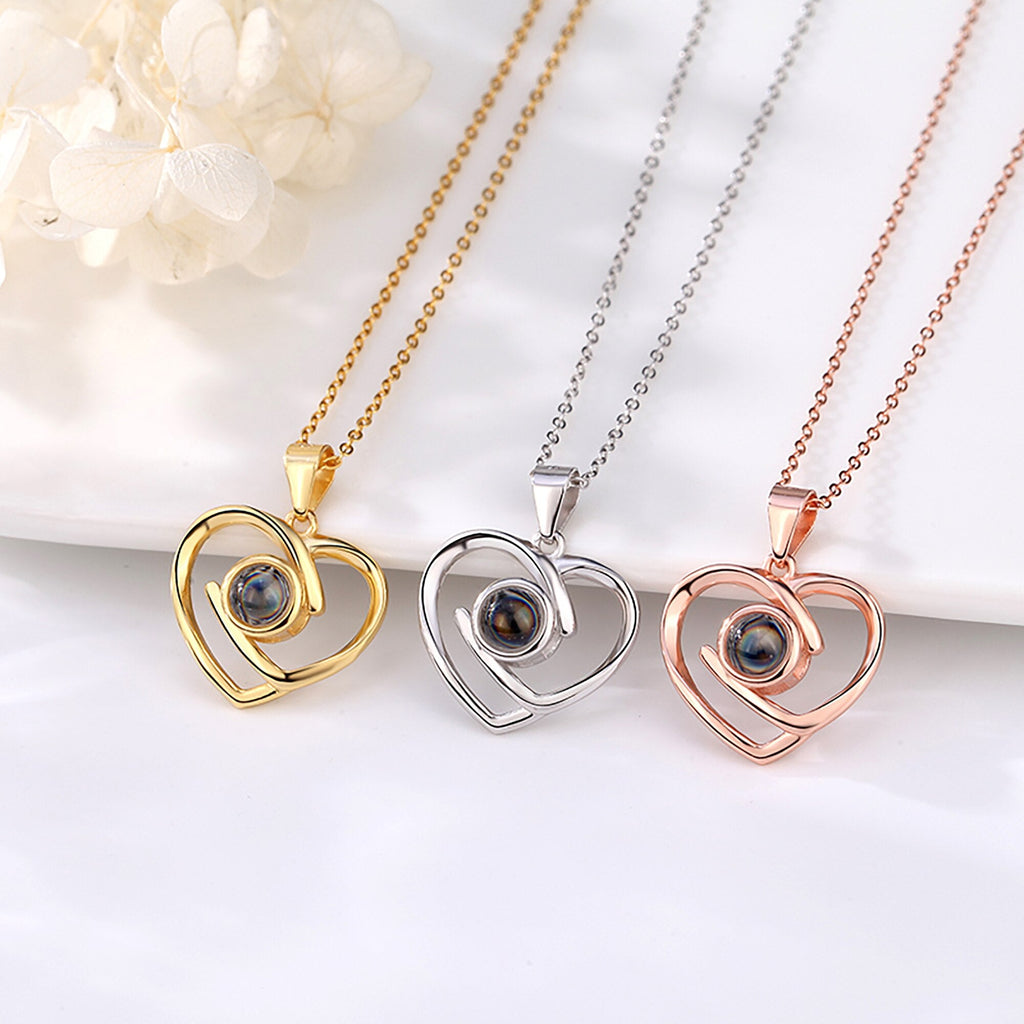 Customizable Photo Ladies Personality Heart Necklace With Silver Material Valentine's Day Christmas Gift With Romantic Gift - MERGE.DAY.1.FREESTYLE