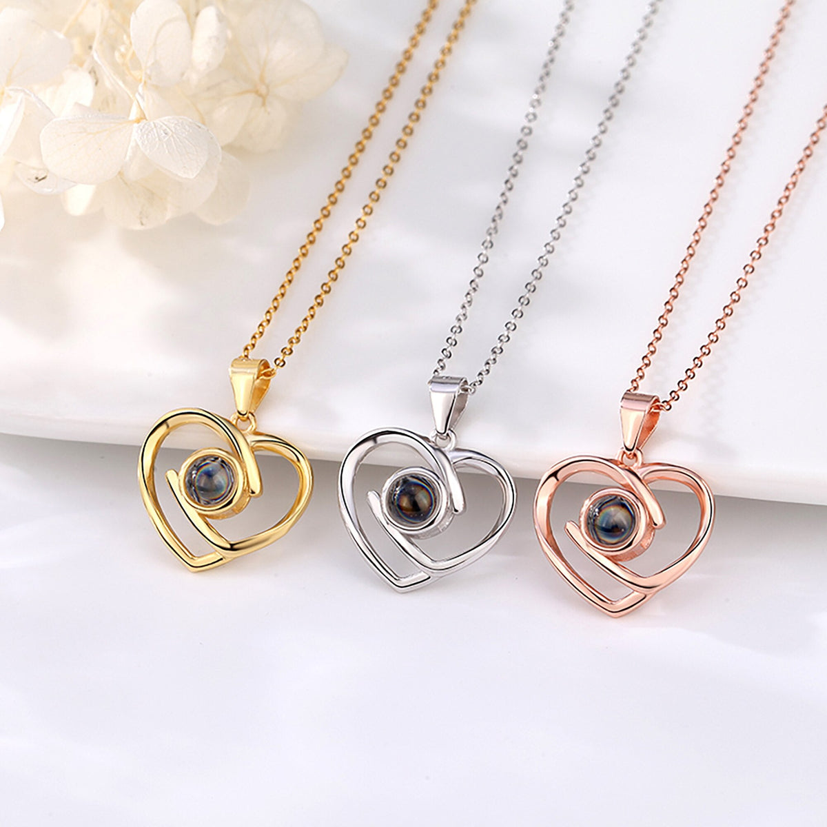 Customizable Photo Ladies Personality Heart Necklace With Silver Material Valentine's Day Christmas Gift With Romantic Gift - MERGE.DAY.1.FREESTYLE