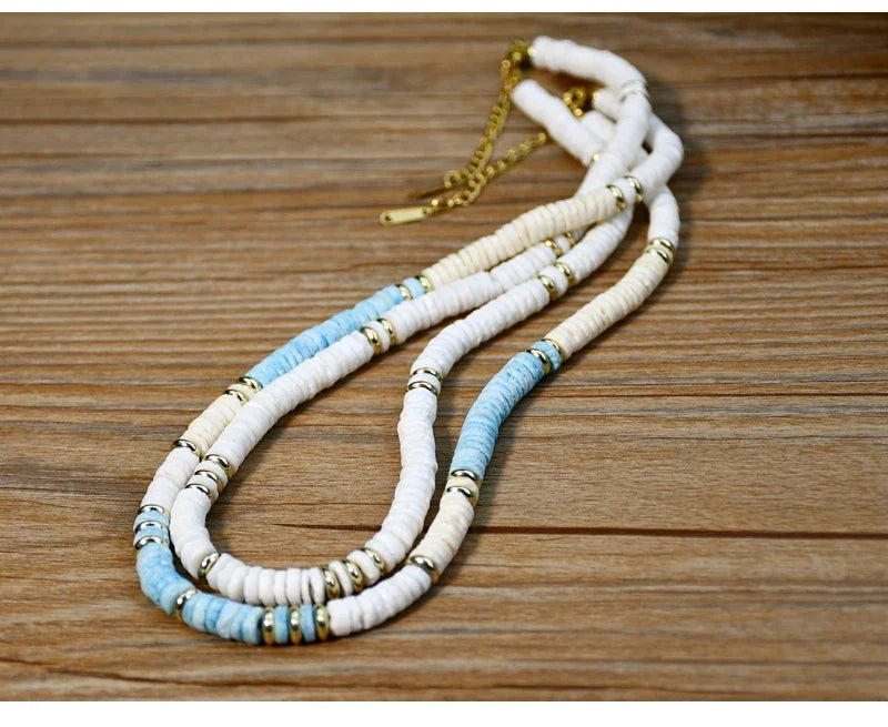 Shell Handmade Beaded Choker Surfer Necklaces - MERGE.DAY.1.FREESTYLE