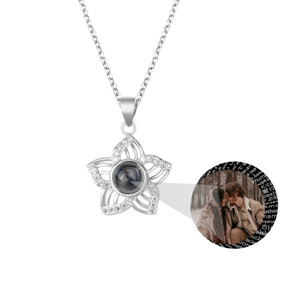 Customized Crystal Flower Photo Projection Pendant Necklace Personalized - MERGE.DAY.1.FREESTYLE