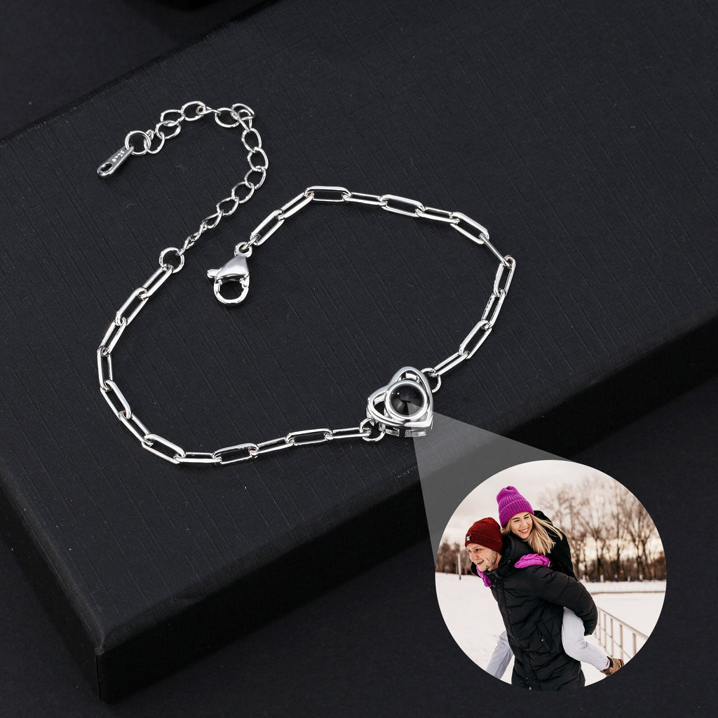 Customizable photo Projection Photo Bracelet-Heart Pendant Memorial Bracelet - MERGE.DAY.1.FREESTYLE