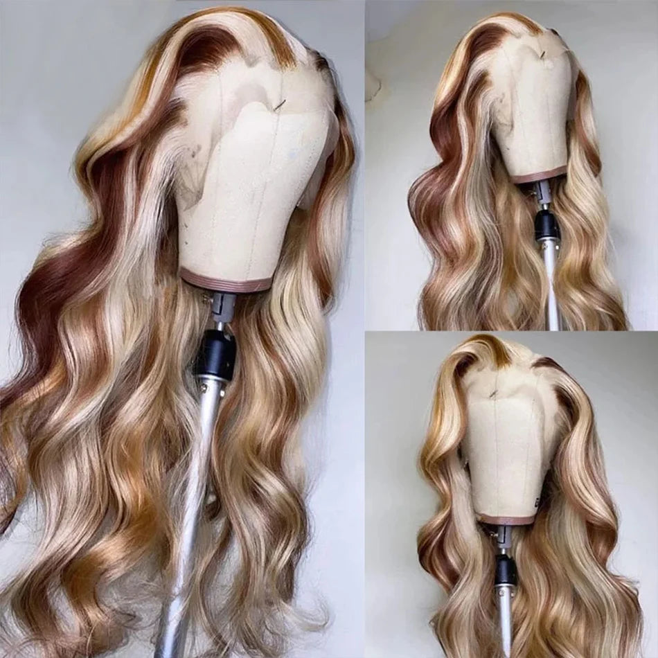 Ash Blonde Lace Front Human Hair Wig Remy Vietnamese 4/613 Highlight Wig Body Wave 13x4 Colored Wigs 613 HD Lace Frontal Wig - MERGE.DAY.1.FREESTYLE