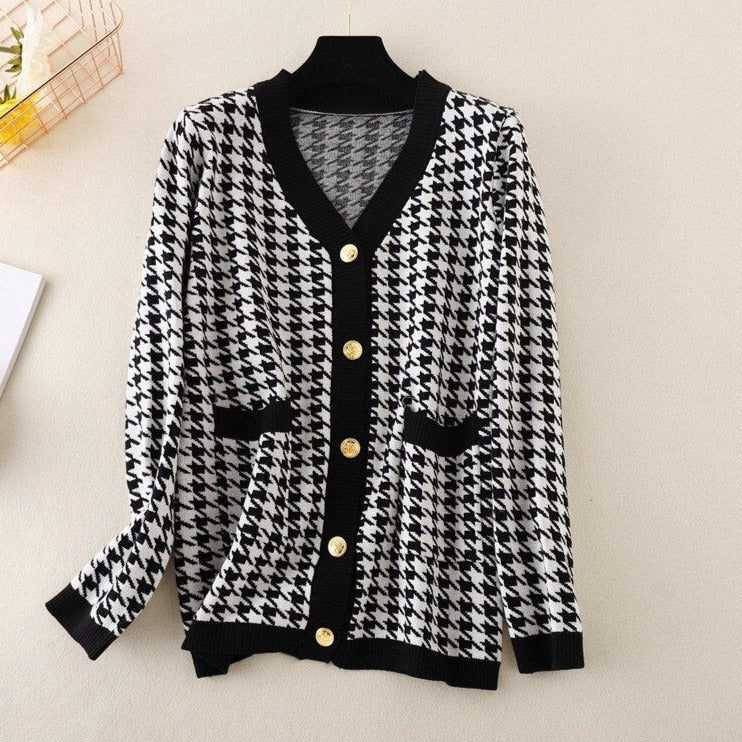 V-neck Striped Cardigans Sweaters Long Sleeve Loose Knitted Open Stitch Outwear - MERGE.DAY.1.FREESTYLE