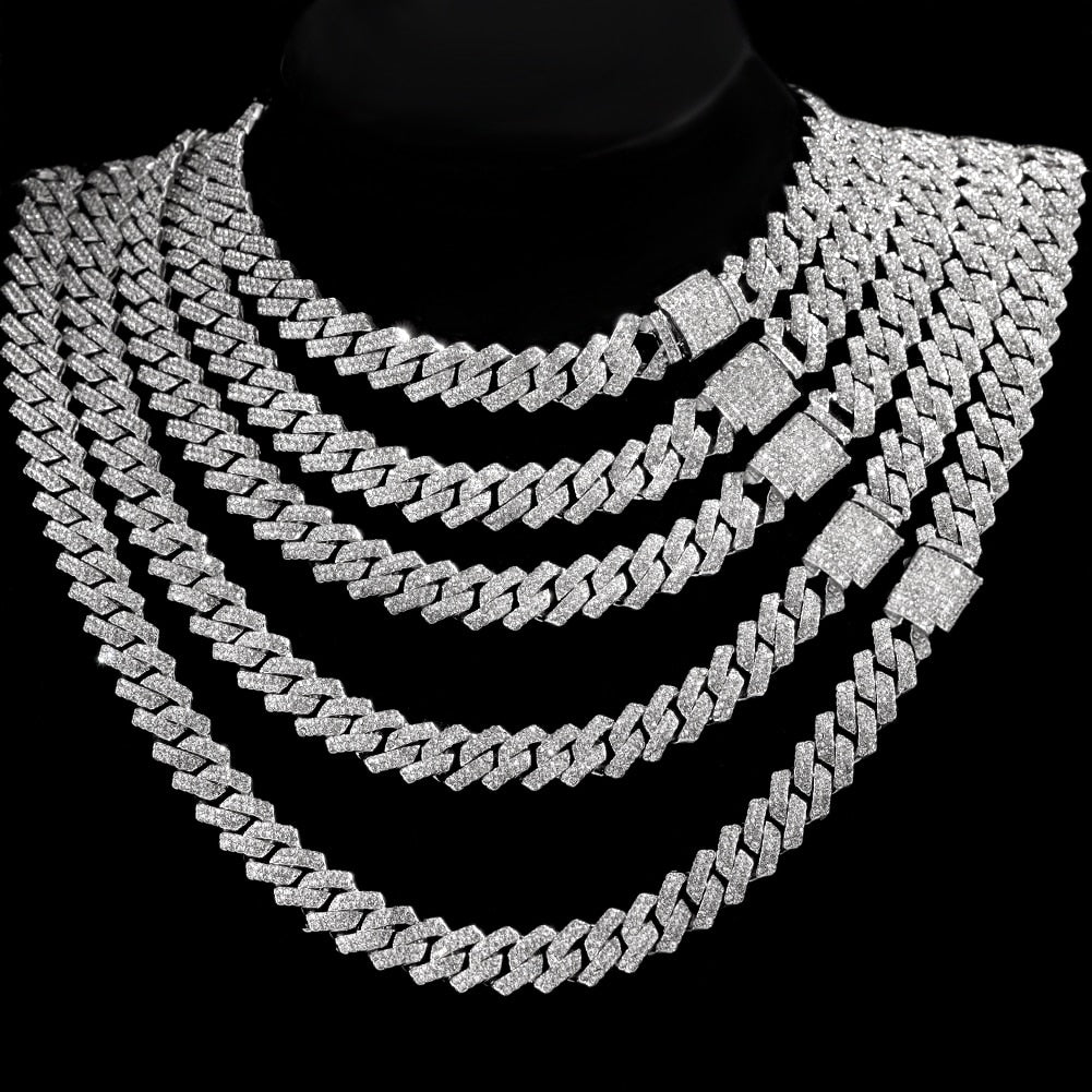 HipHop Prong Cuban Link Chain Necklace Bling Cuban Necklace Jewelry - MERGE.DAY.1.FREESTYLE