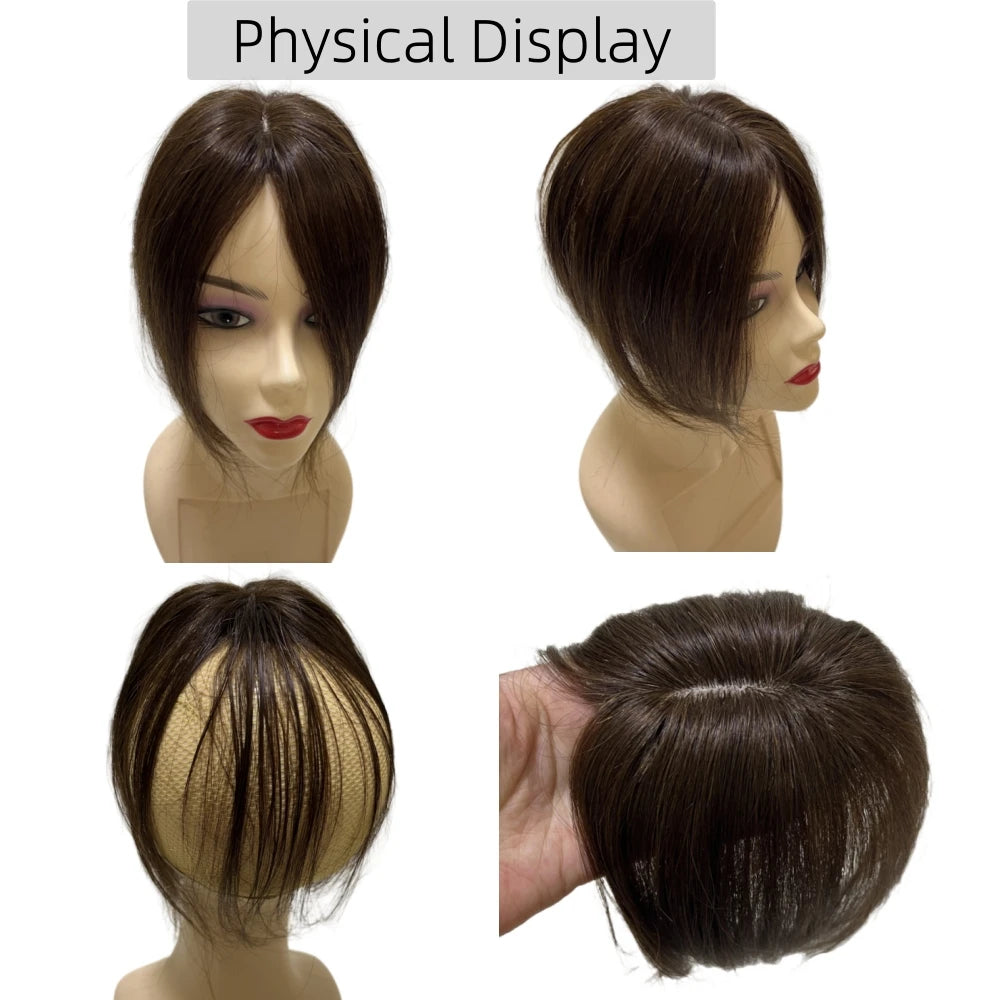 25cm Clip In Natural Human Hair Topper For Women Bangs Fringe Hair Pieces Middle Part Brazilian Hairpiece Add Hair Volume - MERGE.DAY.1.FREESTYLE