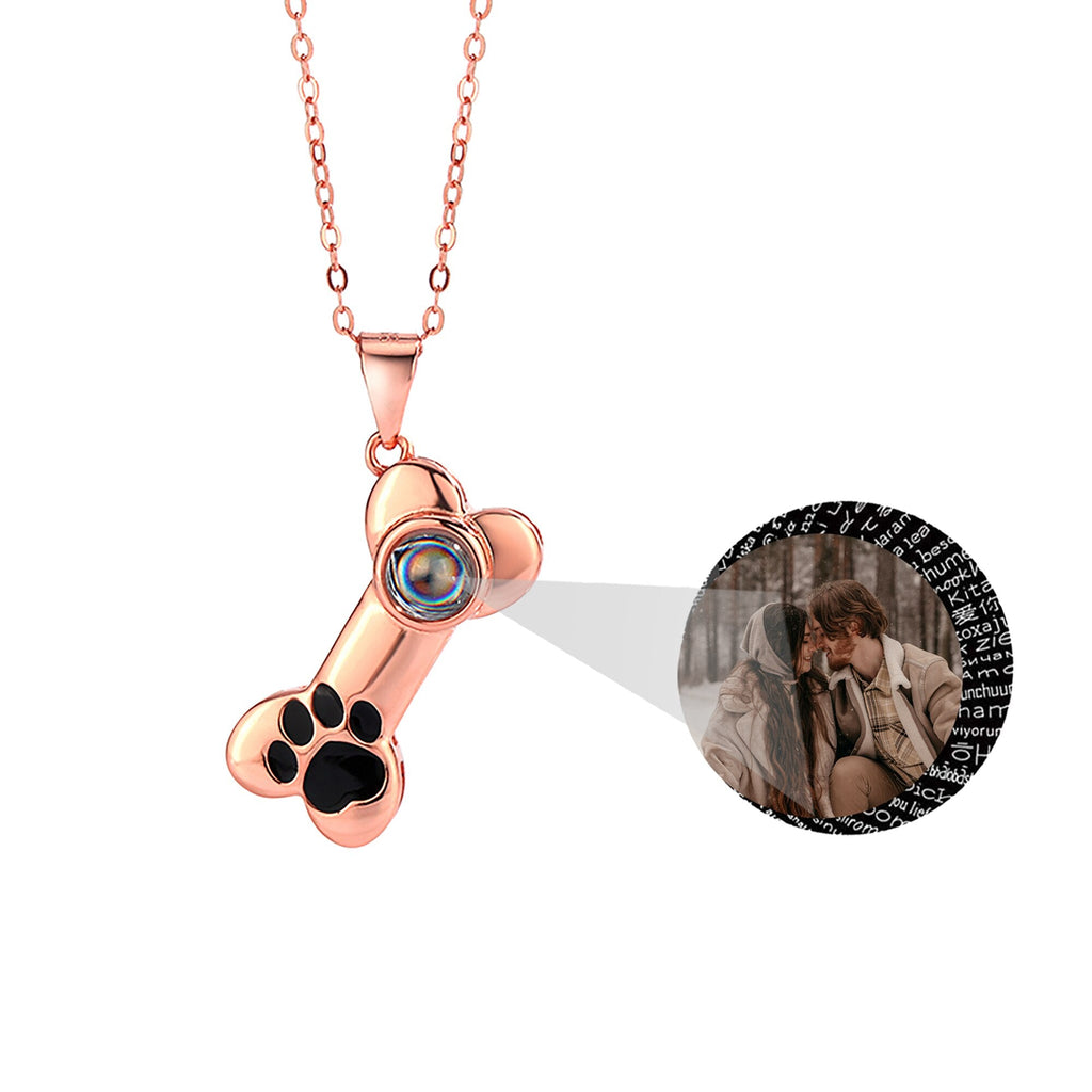 Customizable Photo Dog Bone Necklace Silver Shiny Dog Bone Chain Necklace - MERGE.DAY.1.FREESTYLE