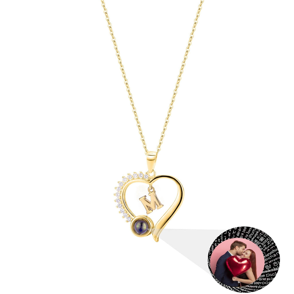 letter necklace Simple Heart Shaped Photo Custom Projection Necklace - MERGE.DAY.1.FREESTYLE