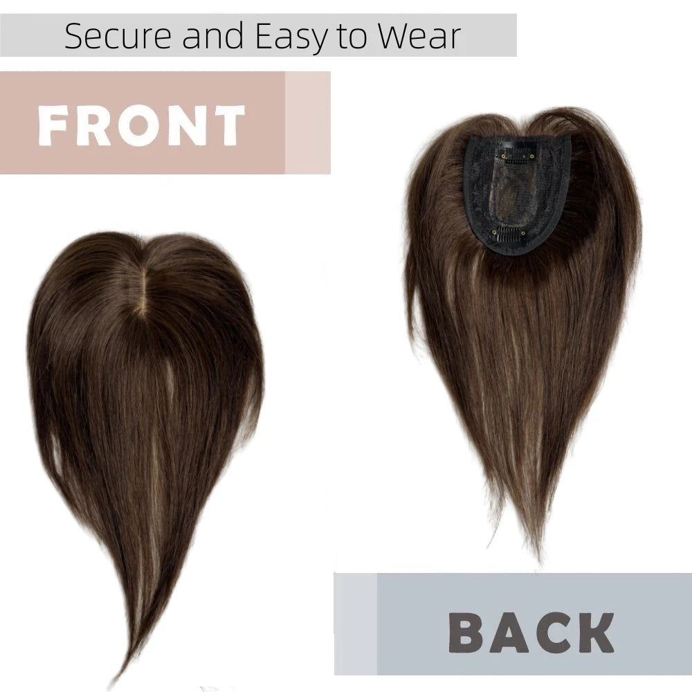 25cm Clip In Natural Human Hair Topper For Women Bangs Fringe Hair Pieces Middle Part Brazilian Hairpiece Add Hair Volume - MERGE.DAY.1.FREESTYLE