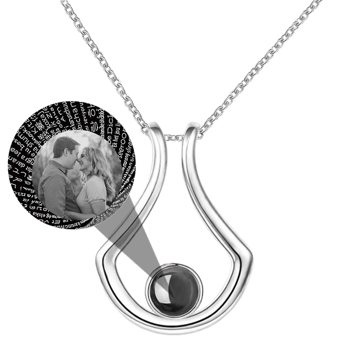 Custom Geometric Bracket Curved Projection Necklace Personalized Color Photo - MERGE.DAY.1.FREESTYLE