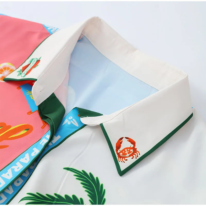 Beach Printed Lapel Shirt Pants Suits - MERGE.DAY.1.FREESTYLE