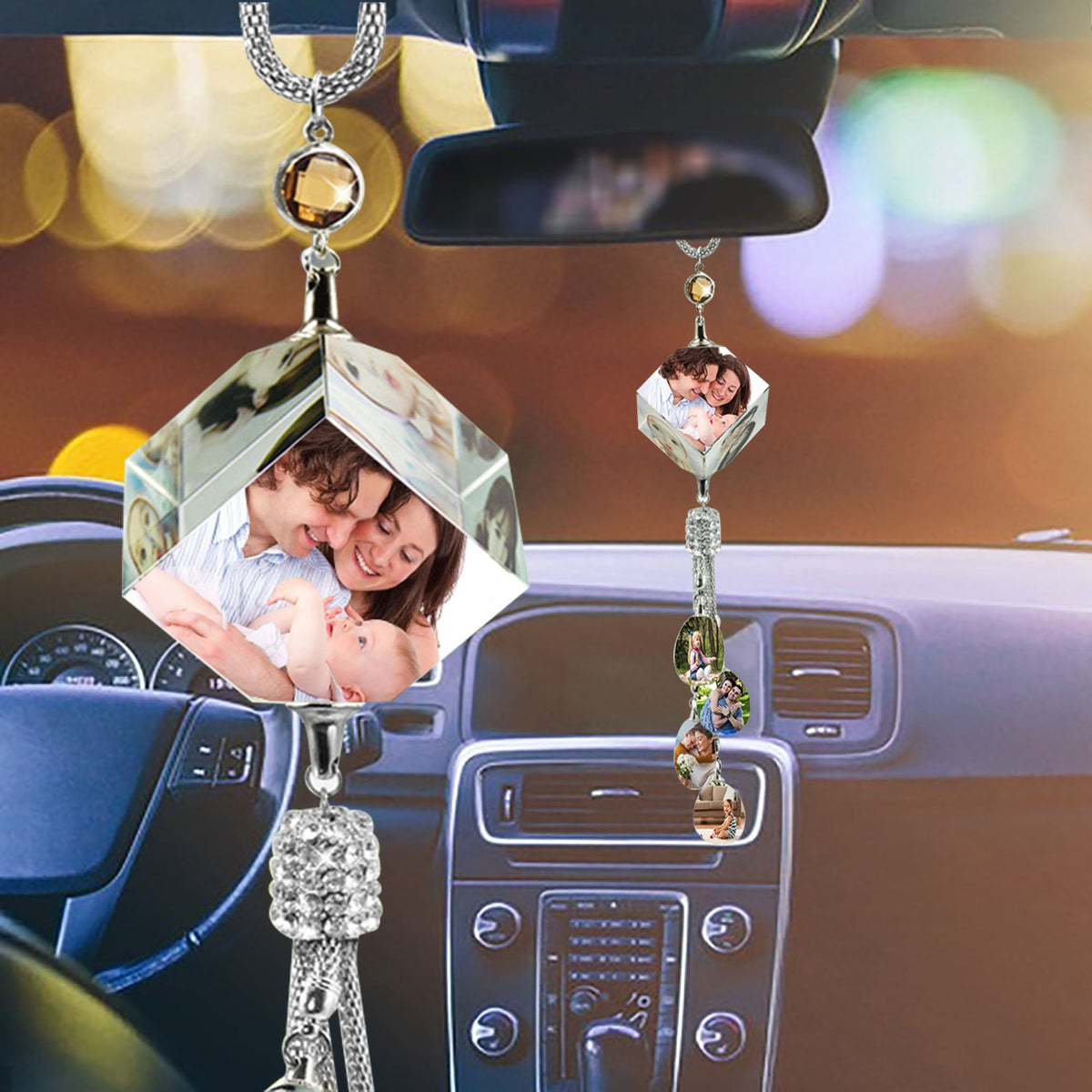 Customizable photo Car Rearview Mirror Pendant Car Interior Modeling Crystal Ball Ornaments - MERGE.DAY.1.FREESTYLE