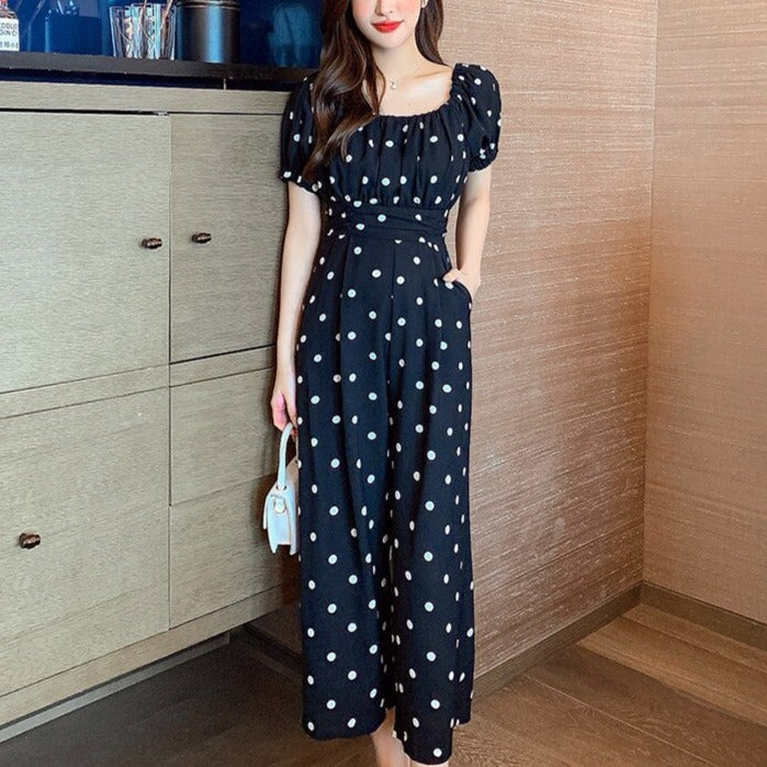 Jumpsuit Summer 2022 Long Overalls Wide Leg Pants for Women Polka Dot Rompers - MERGE.DAY.1.FREESTYLE