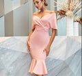 Pink Mermaid Dress Vestidos Summer Sexy Off Shoulder Elegant Evening - MERGE.DAY.1.FREESTYLE