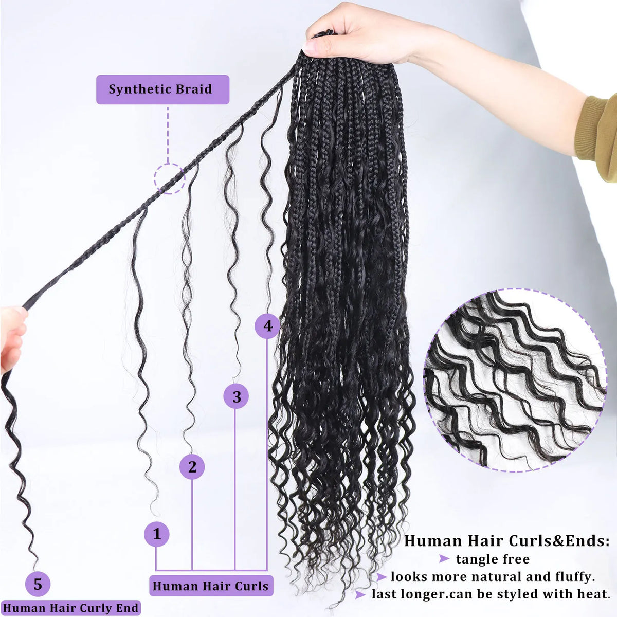 14-30Inch Boho Box Braids Crochet Human Hair Curly Ends Blonde Bohemian Braids For Women Pre-looped Braiding Hair Extensions - MERGE.DAY.1.FREESTYLE