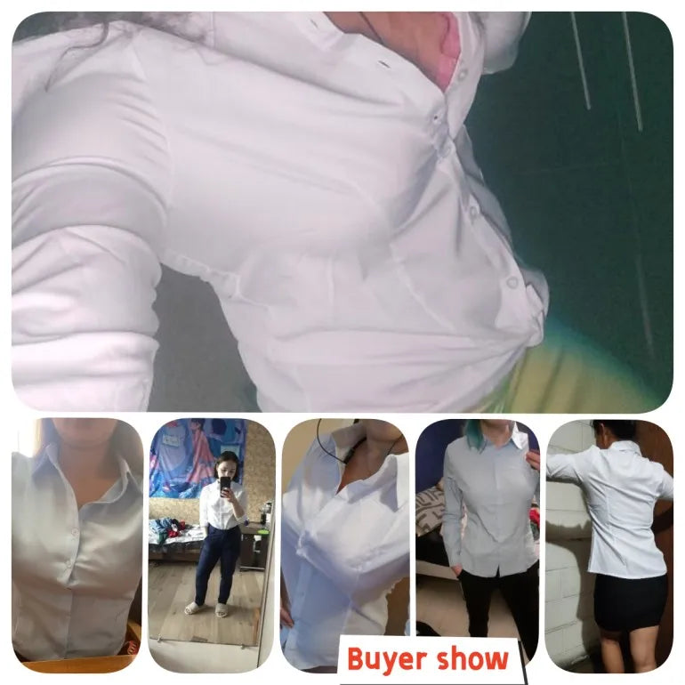 Polyester Cotton Shirts for Women Long Sleeve Blouse - MERGE.DAY.1.FREESTYLE