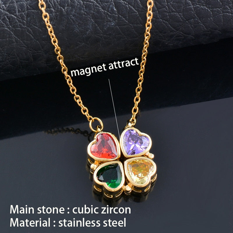 Trendy Flower Magnetic Attract Together Pendant Necklace - MERGE.DAY.1.FREESTYLE