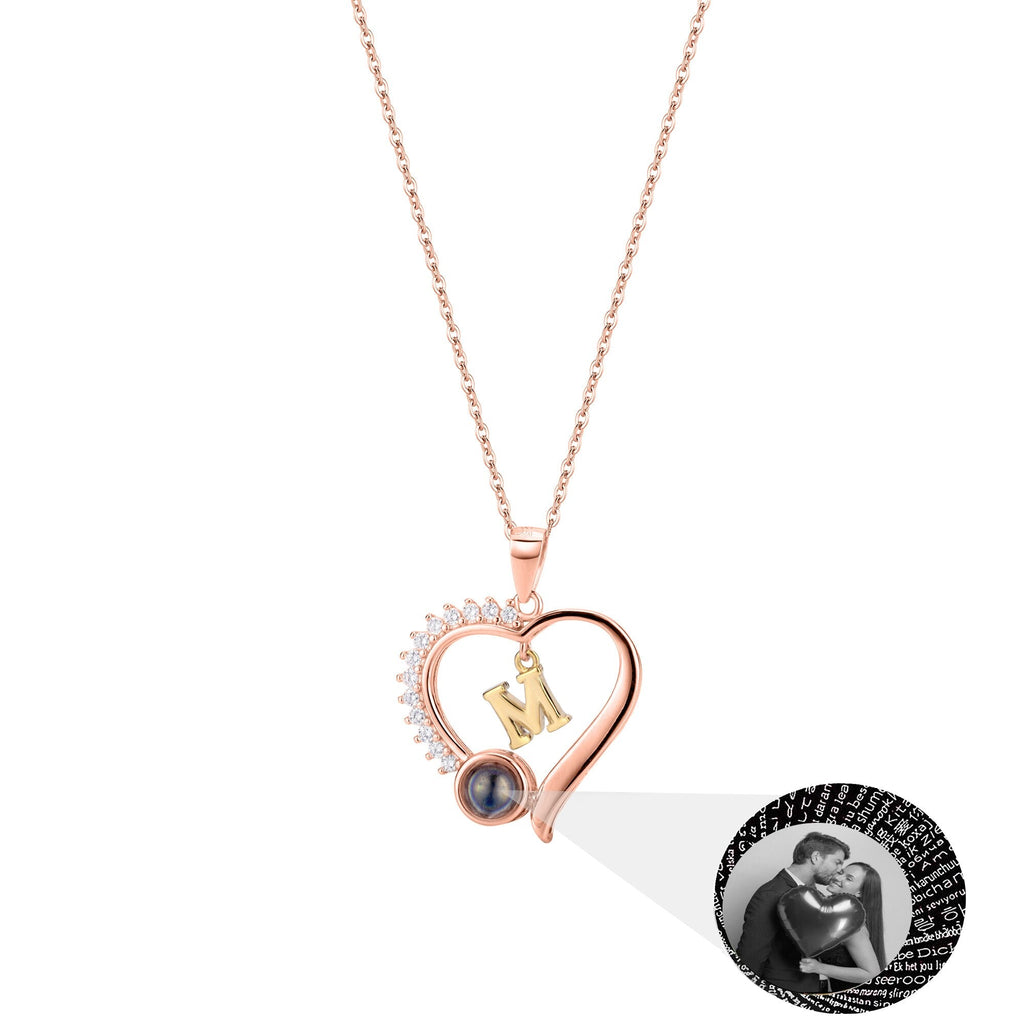 letter necklace Simple Heart Shaped Photo Custom Projection Necklace - MERGE.DAY.1.FREESTYLE
