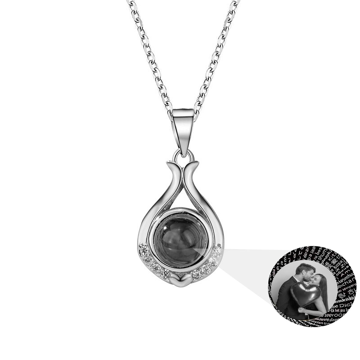 Valentine's Day Gift Photo Custom Simple flower Shaped Projection Necklace - MERGE.DAY.1.FREESTYLE