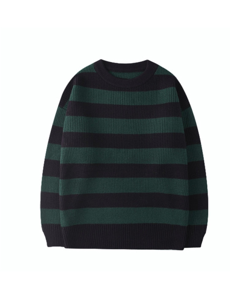 Autumn Winter Knitted Striped Sweater Casual Oversized Pullovers Sweaters - MERGE.DAY.1.FREESTYLE