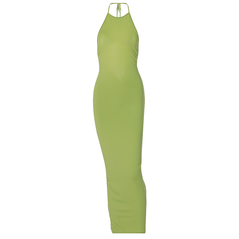 Halter Bandage Sleeveless Backless Shirring Draped Maxi Dress Sexy Streetwear - MERGE.DAY.1.FREESTYLE