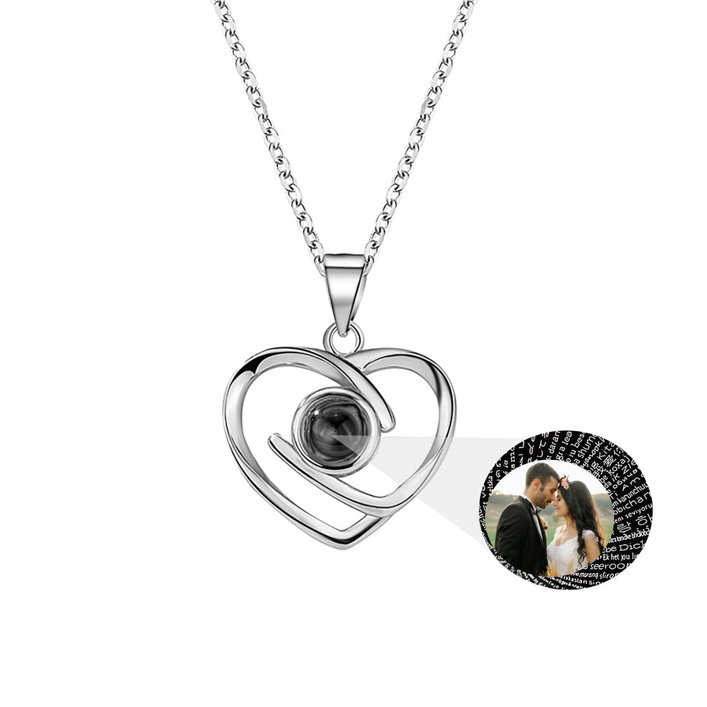 Customizable Photo Ladies Personality Heart Necklace With Silver Material Valentine's Day Christmas Gift With Romantic Gift - MERGE.DAY.1.FREESTYLE