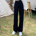 Cotton Ladies Wide Leg Denim Pants High Waist Loose Pockets Jeans Trousers - MERGE.DAY.1.FREESTYLE