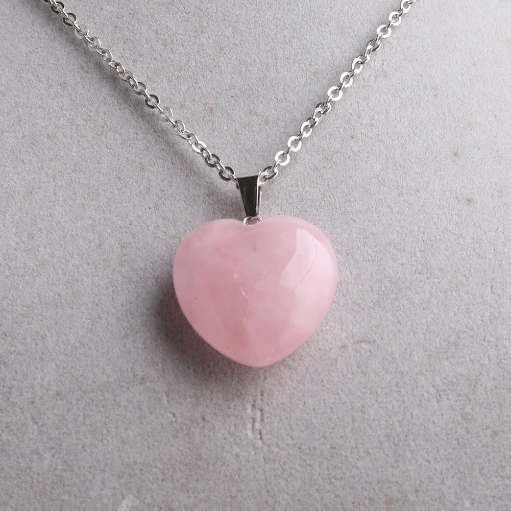 rose quartz pendant Heart Necklace - MERGE.DAY.1.FREESTYLE