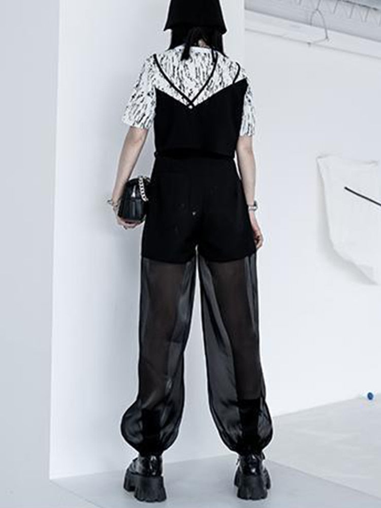 Semi-perspective Cargo Pants Women Summer Niche Large Pockets Stitching Pants - MERGE.DAY.1.FREESTYLE