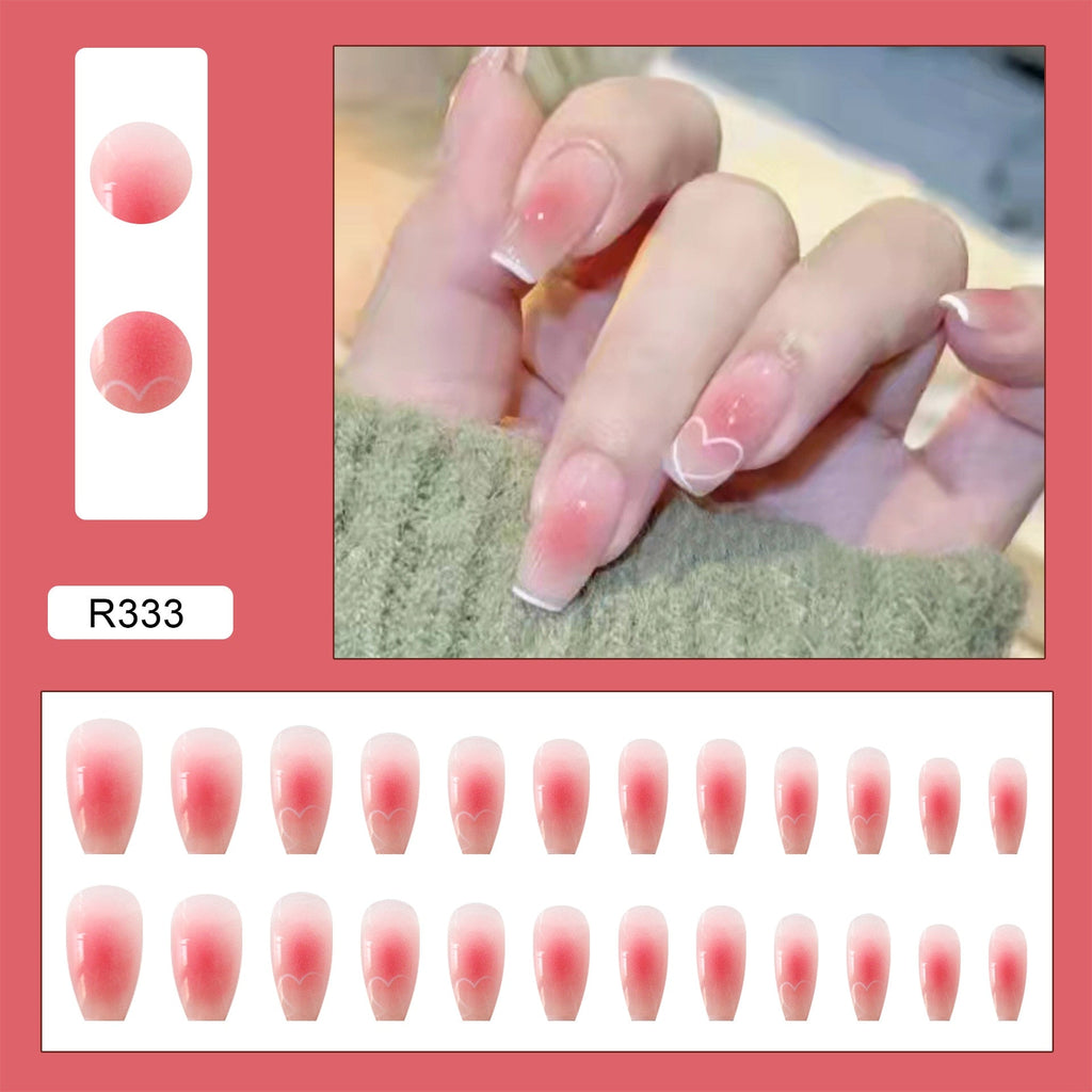24Pcs/Box Charming Pink Flame Short Fake Nails press on Square Head Full Cover Detachable - MERGE.DAY.1.FREESTYLE