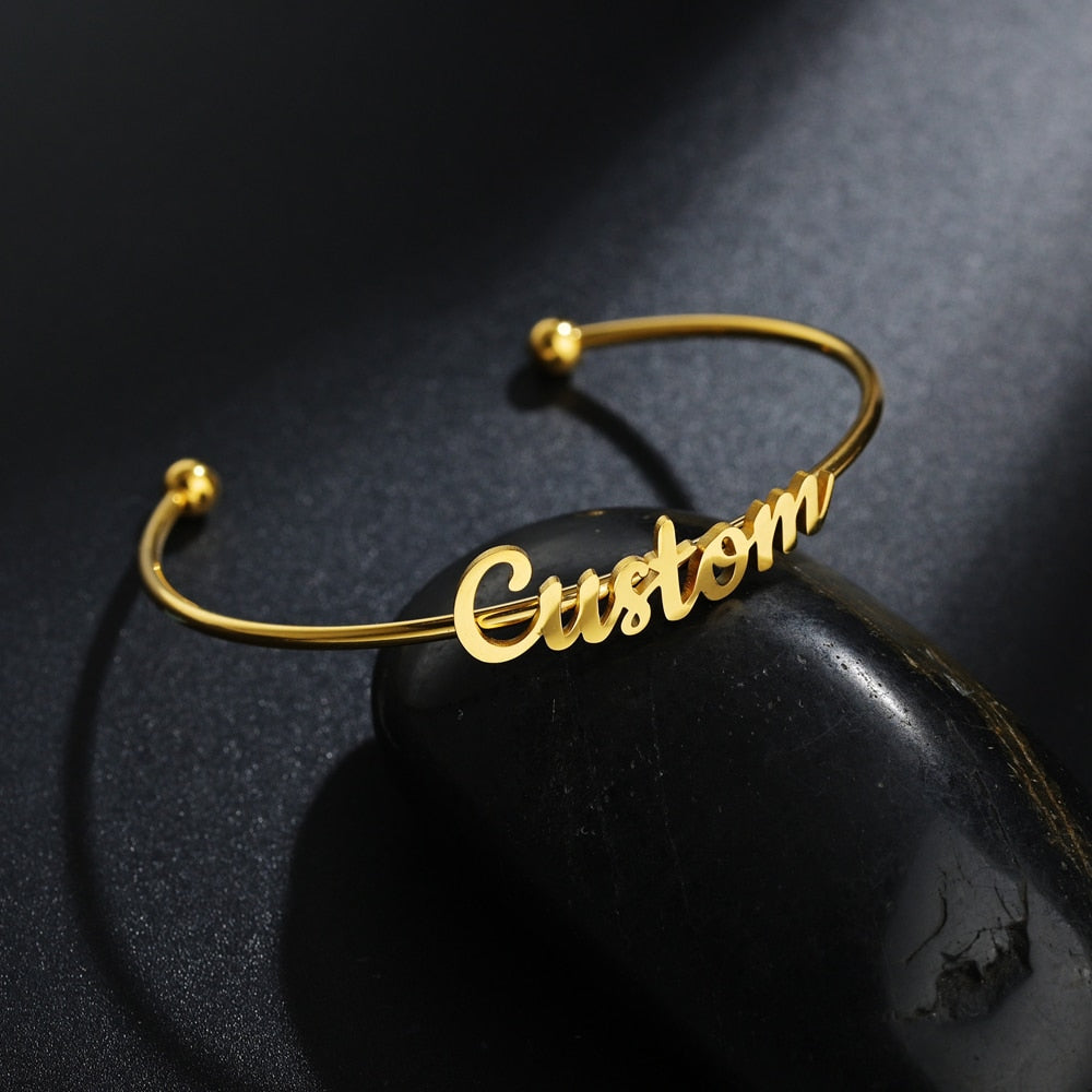 Customized Letter Name Bracelet Bangles for Women Men Chrismas Jewelry Gift - MERGE.DAY.1.FREESTYLE