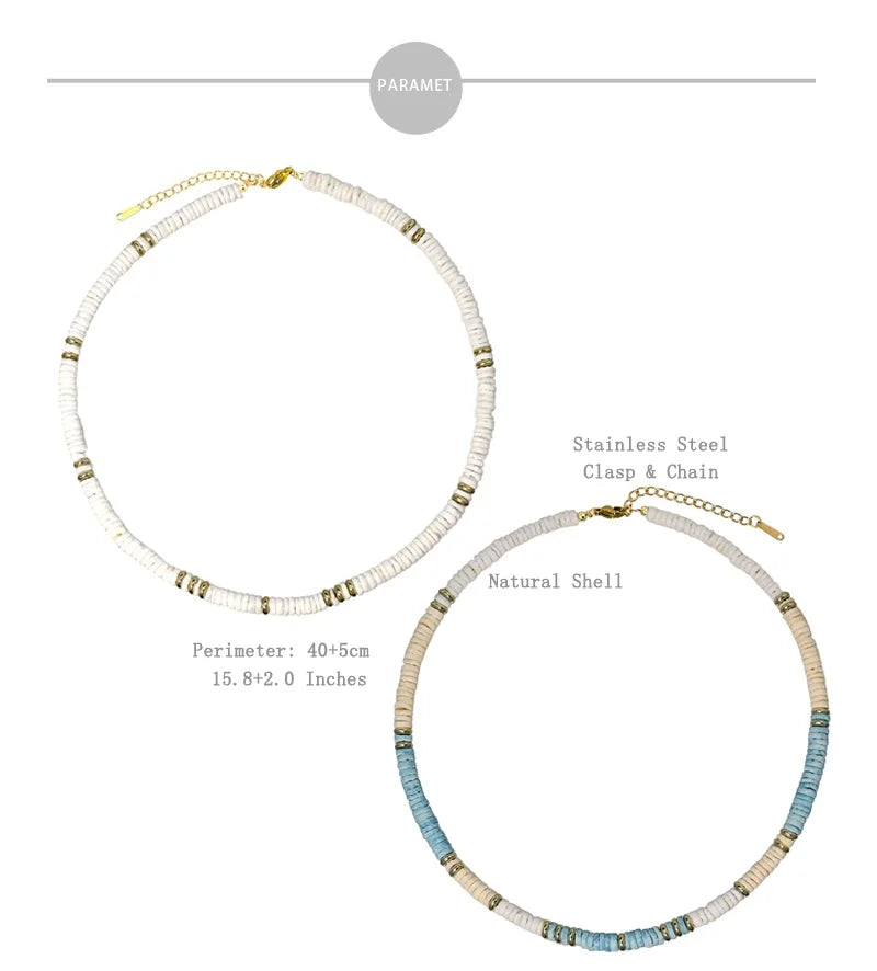 Shell Handmade Beaded Choker Surfer Necklaces - MERGE.DAY.1.FREESTYLE