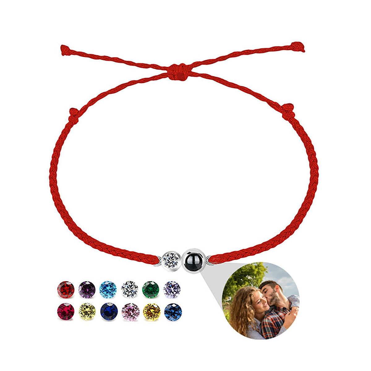 Customized birthstone Personalized Circle Photo Bracelet - MERGE.DAY.1.FREESTYLE