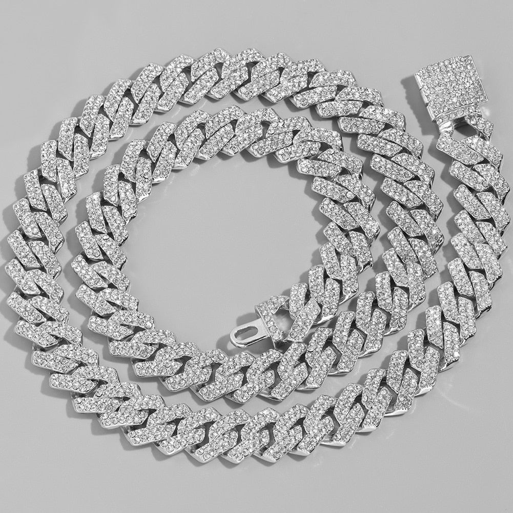 HipHop Prong Cuban Link Chain Necklace Bling Cuban Necklace Jewelry - MERGE.DAY.1.FREESTYLE
