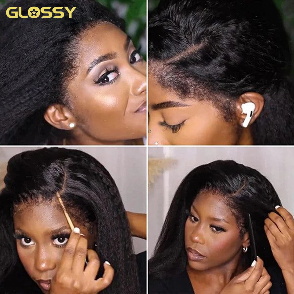 Yaki Straight Glueless Wig Human Hair Precut 7x5 13x6 HD Frontal Wigs Ready to Wear And Go Kinky Straight Lace Front Wig On Sale - MERGE.DAY.1.FREESTYLE