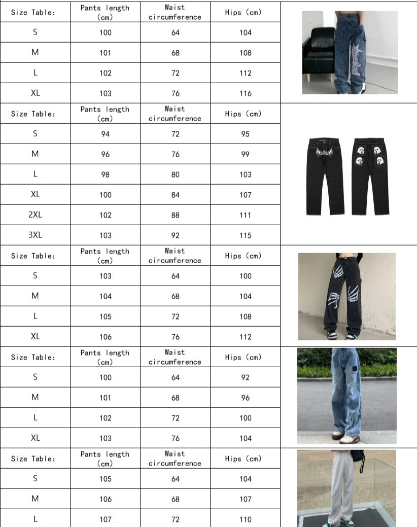 retro hip-hop letter embroidery jeans loose straight-leg pants wide-leg pants for men and women couples - MERGE.DAY.1.FREESTYLE