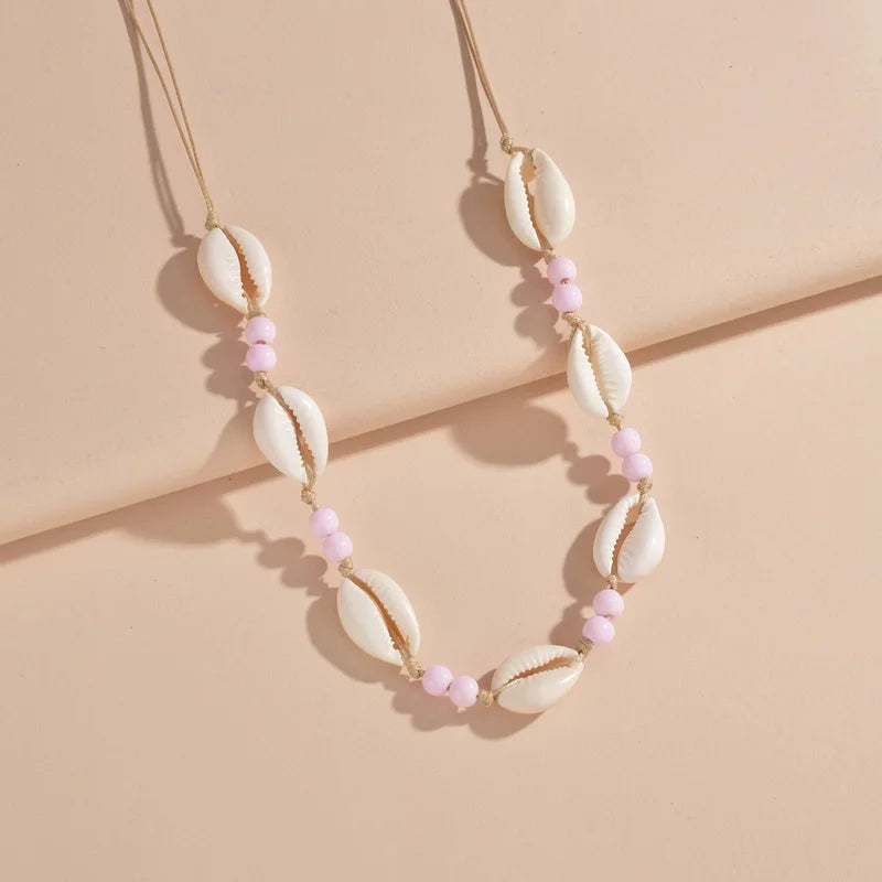 Shell beaded necklace braided chain choker - MERGE.DAY.1.FREESTYLE