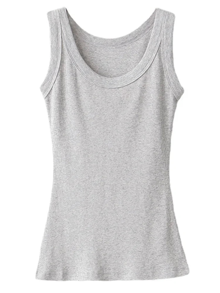 Women Ribbed Tank Top Solid Sleeveless Round Neck Top - MERGE.DAY.1.FREESTYLE